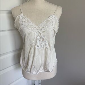 Delicate White Lace-Trim Cami Top - Women's